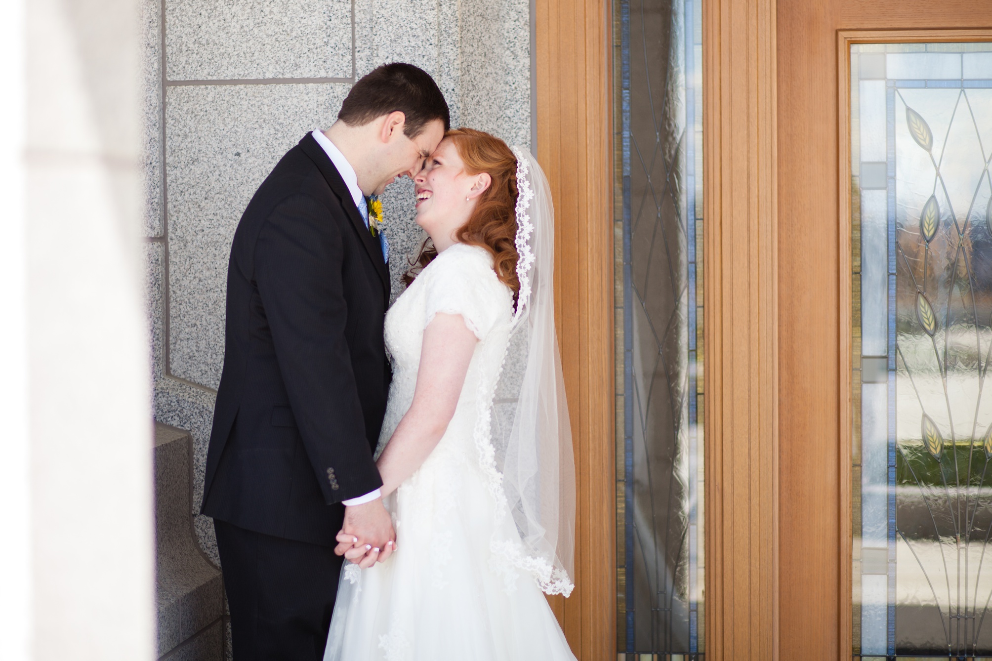 Calgary Temple wedding, yellow and blue, Kinsey Holt Photography