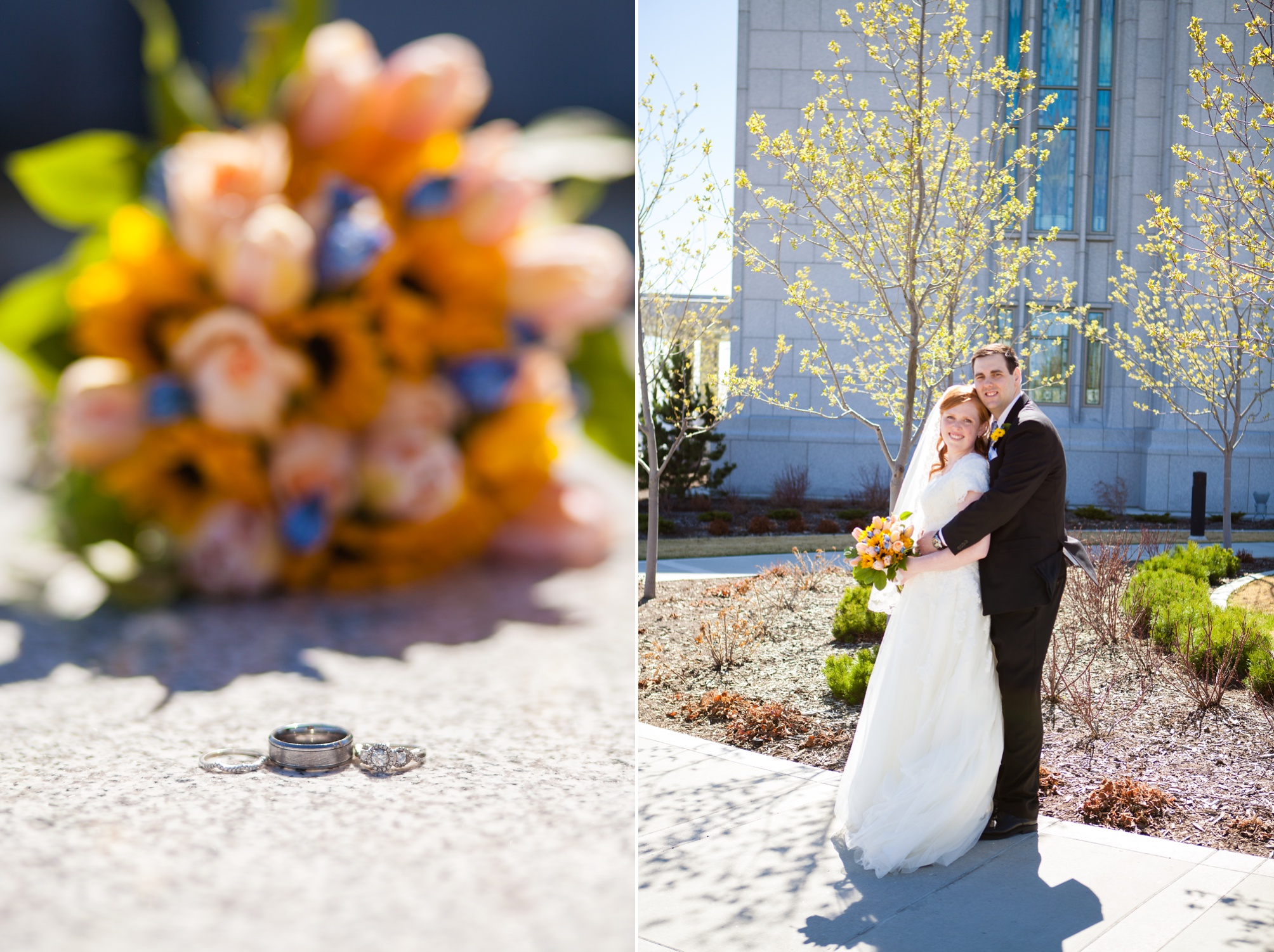 Calgary Temple wedding, yellow and blue, Kinsey Holt Photography