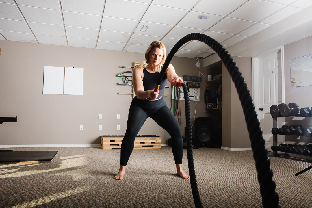 Image of Fitness and health coach using ropes for her brand photoshoot